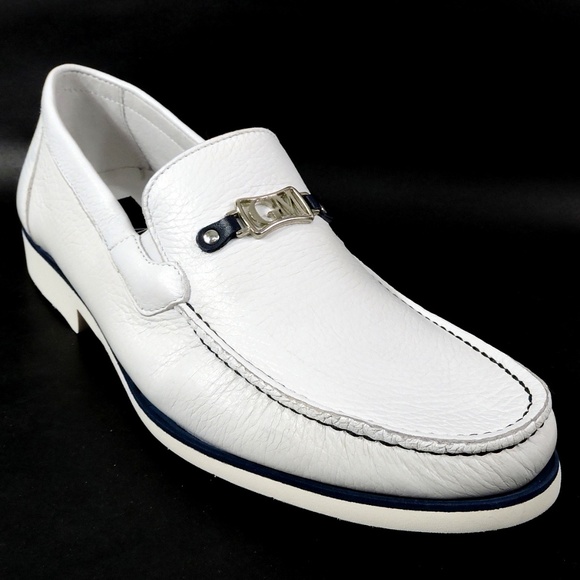 GOODMAN 🇮🇹 MEN'S SOFT WHITE LEATHER COMFORT LOAFERS - Picture 3 of 8